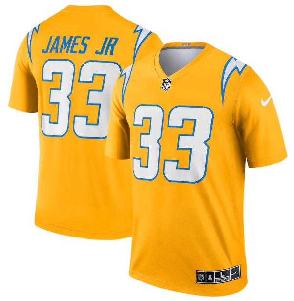 Men's Los Angeles Chargers #33 Derwin James Jr. Gold Inverted Legend Stitched Football Jersey